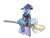 Size: 1400x1052 | Tagged: safe, artist:baron engel, color edit, edit, trixie, unicorn, anthro, unguligrade anthro, g4, broom, cape, clothes, colored, colored hooves, female, flying, flying broomstick, halloween, hat, holiday, pencil drawing, simple background, solo, traditional art, transparent background, trixie's cape, trixie's hat, witch
