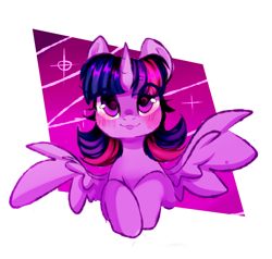 Size: 888x845 | Tagged: safe, artist:thieftea, twilight sparkle, alicorn, pony, g4, abstract background, bust, cute, female, mare, solo, spread wings, twiabetes, twilight sparkle (alicorn), wings