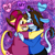Size: 2048x2048 | Tagged: safe, artist:artmama113, oc, oc only, unicorn, anthro, abstract background, blushing, clothes, game grumps, gay, grin, heart, high res, horn, hug, male, oc x oc, one eye closed, shipping, smiling, unicorn oc, wink