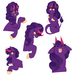 Size: 3000x3063 | Tagged: safe, artist:reallycoykoifish, oc, oc only, oc:wry glimmer, demon, demon pony, original species, pony, anime, high res, horn, manga, multiple horns, simple background, solo, transparent background