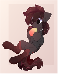 Size: 1176x1492 | Tagged: safe, artist:php146, oc, oc only, oc:hunter blood moon, earth pony, pony, abstract background, clothes, eye clipping through hair, female, mare, socks, solo, striped socks