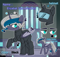 Size: 3731x3562 | Tagged: safe, artist:midnightmusic, oc, oc only, oc:elizabat stormfeather, alicorn, bat pony, bat pony alicorn, pony, alicorn oc, among us, bat pony oc, bat wings, commission, crewmate (among us), crossover, female, helmet, high res, horn, mare, missing cutie mark, raised hoof, reference sheet, solo, spacesuit, video game crossover, wings, ych result