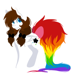 Size: 1280x1336 | Tagged: safe, artist:mscolorsplash, oc, oc only, oc:color splash, pegasus, pony, big tail, bow, colored pupils, female, hair bow, lineless, mare, simple background, solo, transparent background
