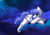 Size: 3508x2480 | Tagged: safe, artist:arctic-fox, oc, oc only, oc:snow pup, pegasus, pony, cloud, cloudy, crossed arms, female, folded wings, galaxy, high res, looking away, lying down, lying on a cloud, mare, night, on a cloud, pegasus oc, scenery, smiling, solo, stars, wings