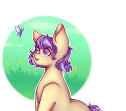Size: 800x700 | Tagged: safe, artist:saltyvity, oc, oc only, butterfly, earth pony, pony, solo, tongue out