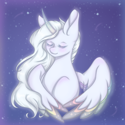 Size: 900x900 | Tagged: safe, artist:saltyvity, oc, oc only, alicorn, pony, female, mare, solo, space, wings