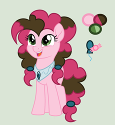 Size: 1732x1880 | Tagged: safe, artist:lominicinfinity, oc, oc only, oc:party swirl, earth pony, pony, female, mare, offspring, parent:cheese sandwich, parent:pinkie pie, parents:cheesepie, reference sheet, simple background, solo