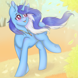 Size: 900x900 | Tagged: safe, artist:saltyvity, oc, oc only, pony, unicorn, autumn, female, leaves, mare, not minuette, solo