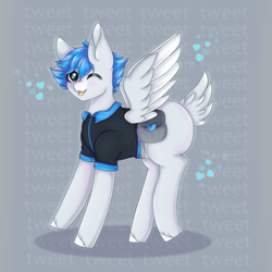 Size: 900x900 | Tagged: safe, artist:saltyvity, oc, oc only, pegasus, pony, heart, meta, solo, wings