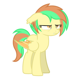 Size: 2200x2200 | Tagged: safe, artist:ponkus, oc, oc only, oc:banana blitz, bat pony, hybrid, pegasus, pony, cute, female, frustrated, high res, hybrid wings, mare, simple background, solo, transparent background, wings