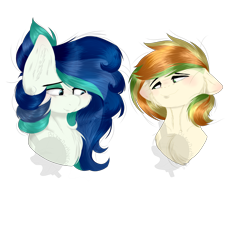 Size: 6000x5600 | Tagged: safe, artist:bladedeehunter, oc, oc only, oc:citrus zest, oc:seamist serenade, pony, absurd resolution, bust, female, mare, portrait, simple background, transparent background