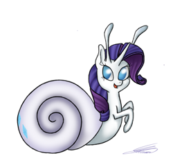 Size: 720x660 | Tagged: safe, artist:crystalcontemplator, rarity, original species, pony, snail, snail pony, unicorn, g4, female, rarisnail, simple background, snailified, solo, species swap, white background