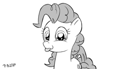 Size: 1200x675 | Tagged: safe, artist:pony-berserker, pinkie pie, earth pony, pony, pony-berserker's twitter sketches, g4, :p, cute, diapinkes, female, halftone, looking at you, mare, monochrome, solo, tongue out