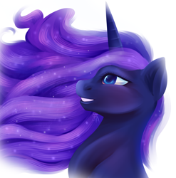 Size: 1766x1788 | Tagged: safe, artist:the-star-hunter, princess luna, alicorn, pony, g4, bust, ethereal mane, female, mare, simple background, solo, starry mane, white background