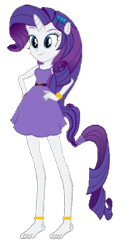 Size: 330x597 | Tagged: safe, artist:loomytyranny, edit, edited screencap, screencap, rarity, unicorn, equestria girls, g4, 1000 hours in ms paint, background removed, barefoot, eared humanization, feet, horn, horned humanization, ponied up, pony ears