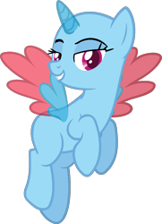 Size: 985x1357 | Tagged: safe, artist:pegasski, oc, oc only, alicorn, pony, g4, the last crusade, alicorn oc, bald, base, bedroom eyes, eyelashes, eyes closed, female, flying, grin, horn, mare, simple background, smiling, solo, transparent background, transparent horn, transparent wings, two toned wings, wings