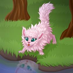 Size: 3500x3500 | Tagged: safe, artist:starshade, oc, oc only, oc:fluffle puff, cat, g4, catified, cute, female, heart, heart eyes, high res, solo, species swap, wingding eyes