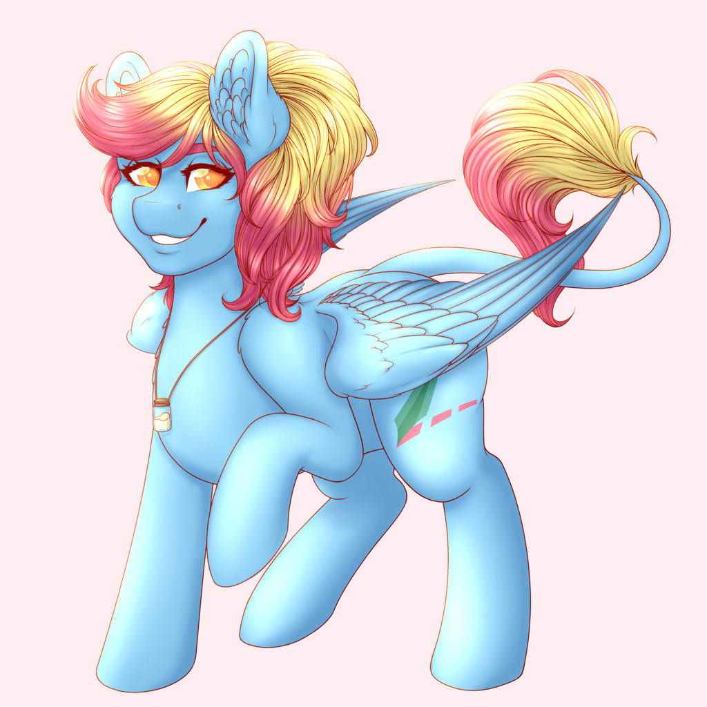 oc, oc only, oc:merrifeather, <b>pegasus</b>, pony, ear fluff, leonine tail, looki...