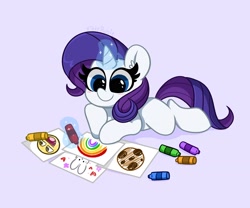 Size: 3000x2500 | Tagged: safe, artist:kittyrosie, rarity, pony, unicorn, g4, blank flank, coloring, crayon, cute, digital art, female, filly, filly rarity, high res, magic, mare, raribetes, simple background, solo, telekinesis, younger
