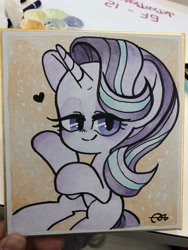 Size: 1536x2048 | Tagged: safe, artist:oc_ponys, starlight glimmer, pony, unicorn, g4, heart, smiling, solo, traditional art