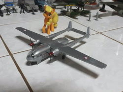 Size: 4128x3096 | Tagged: safe, artist:dingopatagonico, applejack, earth pony, pony, g4, irl, photo, plane, toy