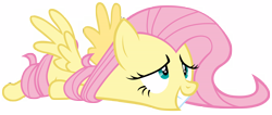 Size: 16500x7000 | Tagged: safe, artist:tardifice, fluttershy, pegasus, pony, fake it 'til you make it, g4, absurd resolution, long hair, sheepish grin, simple background, solo, tangled up, transparent background, vector