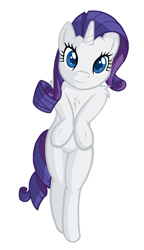 Size: 904x1573 | Tagged: safe, artist:fearingfun, rarity, unicorn, semi-anthro, g4, arm hooves, cute, female, looking at you, mare, raribetes, simple background, solo, white background