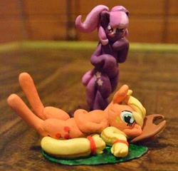 Size: 416x400 | Tagged: safe, artist:fearingfun, applejack, cheerilee, earth pony, semi-anthro, g4, arm hooves, cheeribetes, craft, cute, duo, female, irl, jackabetes, mare, photo, sculpture
