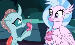 Size: 640x387 | Tagged: safe, screencap, ocellus, silverstream, changedling, changeling, hippogriff, g4, uprooted, cute, diaocelles, diastreamies, element of kindness, the place where we belong