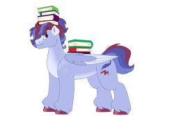 Size: 1280x854 | Tagged: safe, artist:itstechtock, oc, oc only, oc:jot down, pegasus, pony, book, female, mare, offspring, parent:quibble pants, parent:rainbow dash, parents:quibbledash, simple background, solo, transparent background, two toned wings, wings