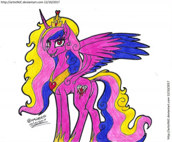 Size: 1673x1385 | Tagged: safe, artist:artistnjc, princess cadance, oc, oc only, oc:bleeding heart, alicorn, pony, g4, butt, concave belly, fangs, featureless crotch, female, flank, long mane, long tail, looking at you, looking back, looking back at you, mare, nightmare cadance, nightmare heart, nightmarified, plot, red eyes, seductive look, sharp teeth, slender, slit pupils, solo, sternocleidomastoid, tail, tall, teeth, thin