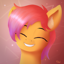 Size: 1800x1800 | Tagged: safe, artist:ponyxwright, oc, oc only, oc:tender sunrise, earth pony, pony, abstract background, bust, male, portrait, smiling, solo, stallion