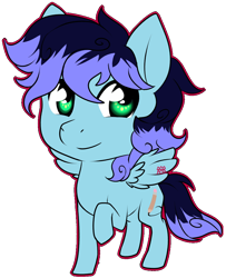 Size: 812x1002 | Tagged: safe, artist:the-star-hunter, oc, oc only, pegasus, pony, chibi, pegasus oc, raised hoof, signature, simple background, smiling, solo, transparent background, wings