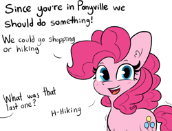 Size: 1280x975 | Tagged: safe, artist:tjpones edits, edit, pinkie pie, earth pony, pony, g4, dialogue, female, looking at you, mare, offscreen character, questionable source, sfw edit, shivering, simple background, solo, talking to viewer, white background