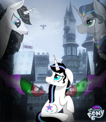 Size: 1080x1239 | Tagged: safe, artist:rxndxm.artist, king sombra, oc, oc only, oc:shooting star, pony, unicorn, g4, good king sombra, looking back, male, raised hoof, sombra eyes, stallion