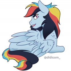 Size: 1024x1030 | Tagged: safe, artist:didicom, oc, oc only, oc:ray, pony, female, offspring, parent:rainbow dash, parent:soarin', simple background, solo, white background