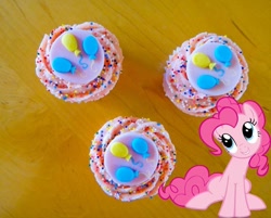 Size: 900x723 | Tagged: safe, artist:ladygryffindor, pinkie pie, earth pony, pony, g4, cupcake, food, irl, photo, solo