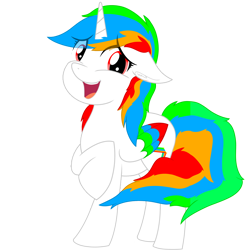 Size: 3000x3000 | Tagged: safe, artist:poncutes, oc, oc only, oc:poncutes, alicorn, pony, 2021 community collab, derpibooru community collaboration, alicorn oc, ear fluff, eyestrain warning, full body, high res, horn, looking at you, simple background, smiling, solo, standing, transparent background, wings
