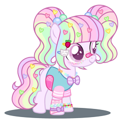 Size: 1439x1457 | Tagged: safe, artist:strawberry-spritz, oc, oc only, oc:candy heart, earth pony, pony, g4, clothes, female, filly, simple background, solo, transparent background