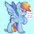 Size: 900x900 | Tagged: safe, artist:talimingi, rainbow dash, pegasus, pony, g4, blue background, dialogue, female, mare, one eye closed, simple background, solo, speech bubble