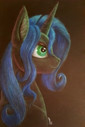 Size: 2988x4450 | Tagged: safe, artist:cahandariella, oc, oc only, pony, unicorn, bust, colored pencil drawing, commission, female, mare, parent:rarity, portrait, solo, traditional art