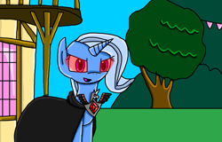 Size: 1115x715 | Tagged: safe, artist:xlunarsurgex, trixie, pony, unicorn, g4, magic duel, alicorn amulet, evil, fanart, glowing eyes, redraw, scene interpretation, solo