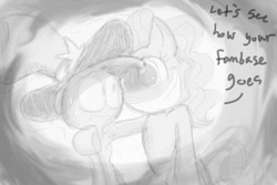 Size: 400x267 | Tagged: safe, artist:sonicmiku, pinkie pie, g4, crossover, crush, duo, gray background, lovesick, nervous, scared, shaking in fear, simple background, smiling, sweat, sweatdrop, tumblr, unsure, wander (wander over yonder), wander over yonder