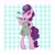 Size: 2412x2412 | Tagged: safe, artist:pfeffaroo, sugar belle, pony, unicorn, semi-anthro, g4, abstract background, apron, arm hooves, bipedal, clothes, cookie, female, food, high res, mare, solo