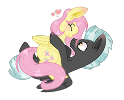 Size: 642x516 | Tagged: safe, artist:jisootheartist, artist:madzbases, fluttershy, thunderlane, pegasus, pony, g4, base used, blushing, boop, cute, eyes closed, female, floating heart, heart, lying down, male, mare, noseboop, on back, shipping, shyabetes, simple background, stallion, straight, thundershy, transparent background