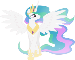 Size: 3832x3099 | Tagged: dead source, safe, artist:arastane-siryphia, princess celestia, alicorn, pony, g4, female, high res, hoof shoes, looking up, mare, simple background, solo, spread wings, transparent background, upset, vector, wings