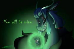 Size: 3000x2000 | Tagged: safe, artist:crystalcontemplator, oc, oc only, draconequus, pony, unicorn, black sclera, bust, draconequus oc, fangs, high res, horn, horns, talking, unicorn oc