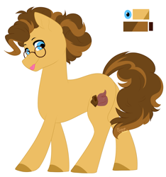 Size: 1347x1441 | Tagged: safe, artist:silentwolf-oficial, oc, oc only, oc:chocolate bar, earth pony, pony, :p, colored hooves, earth pony oc, glasses, reference sheet, simple background, solo, tongue out, white background