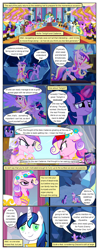 Size: 612x1552 | Tagged: safe, artist:newbiespud, edit, edited screencap, screencap, amethyst star, applejack, berry punch, berryshine, blues, bruce mane, caesar, caramel, cherry cola, cherry fizzy, clarion call, count caesar, eclair créme, fine line, jangles, masquerade, maxie, meadow song, north star, noteworthy, orion, perfect pace, pinkie pie, princess cadance, princess celestia, rainbow dash, rarity, royal ribbon, sealed scroll, shining armor, shooting star (character), sparkler, spike, star gazer, twinkleshine, alicorn, pony, unicorn, comic:friendship is dragons, a canterlot wedding, g4, cave, clothes, comic, dialogue, disguise, disguised changeling, evil smile, eyes closed, female, glowing eyes, glowing horn, grin, hoof shoes, horn, male, mare, messy mane, mind control, mirror, reflection, screencap comic, smiling, smirk, stallion, wedding veil