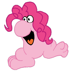 Size: 433x446 | Tagged: safe, alternate version, artist:artevi, pinkie pie, g4, candy, cursed image, food, nerds, nightmare fuel, not salmon, simple background, solo, species swap, transparent background, wat, why
